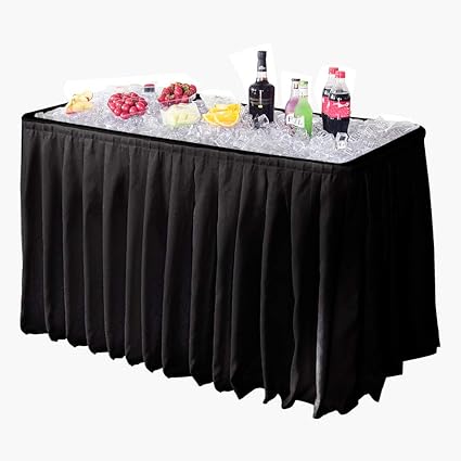 4' Portable Ice Bin Table with Skirt - Black