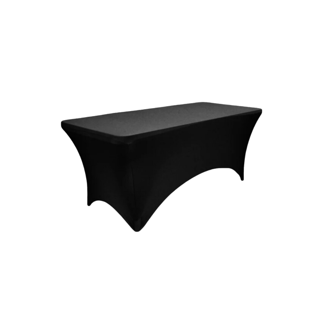 Black Spandex Tablecloth for 6 ft Rectangular Table