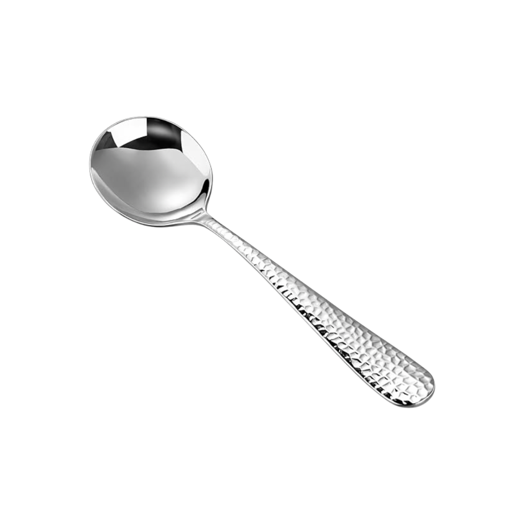 Hammered Stainless Steel Soup Spoon