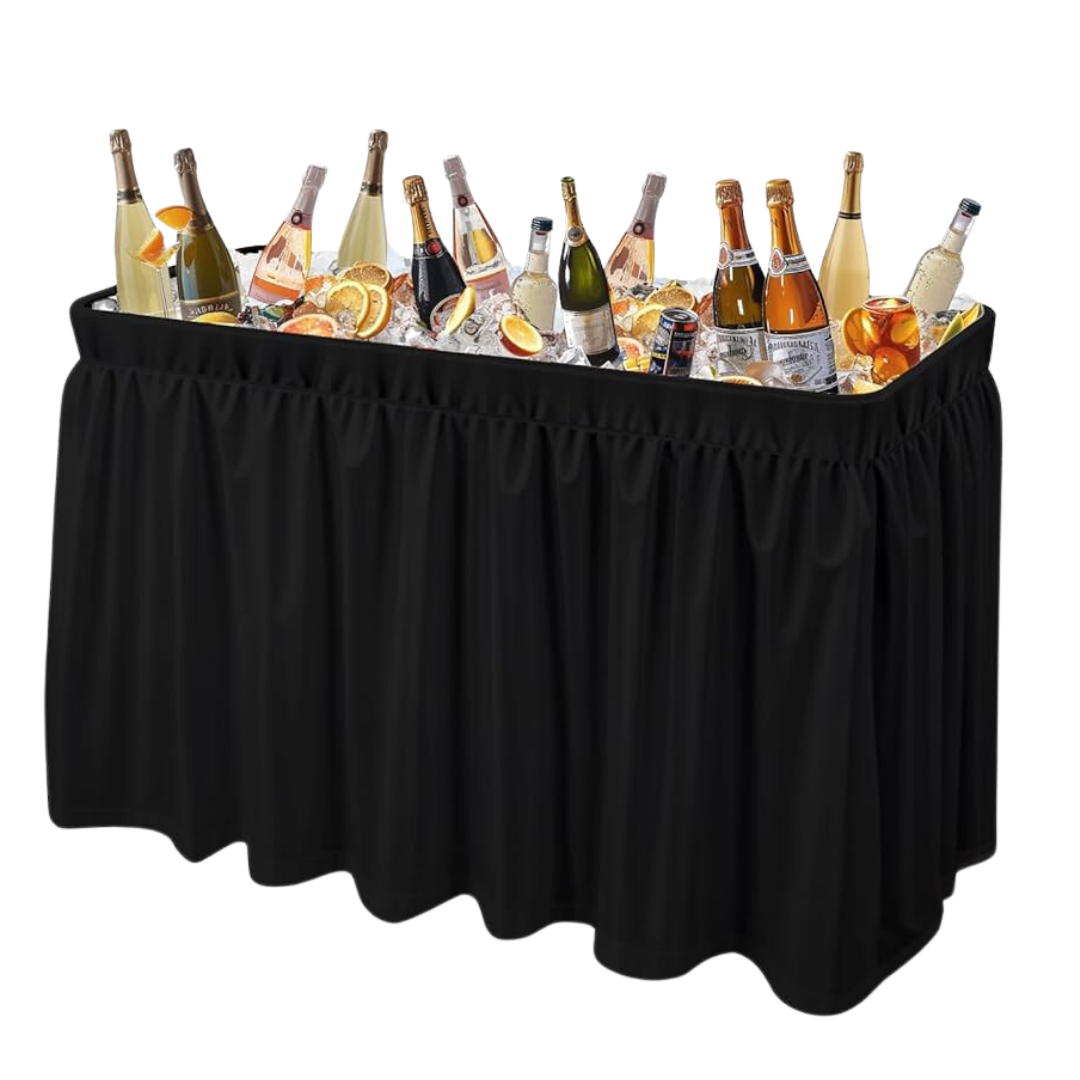 4' Portable Ice Bin Table with Skirt - Black