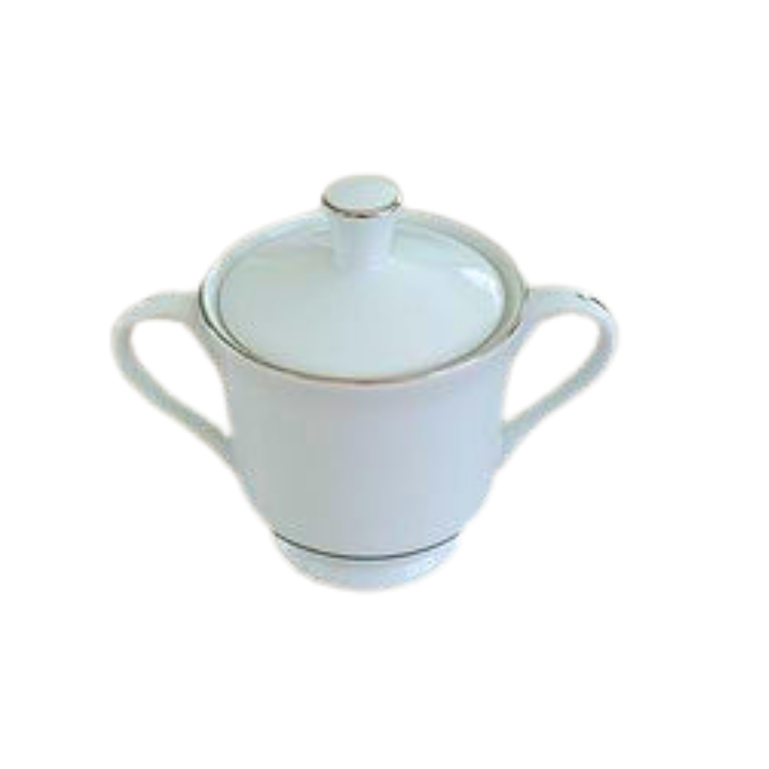 Sugar Bowl (China White with Silver Band)