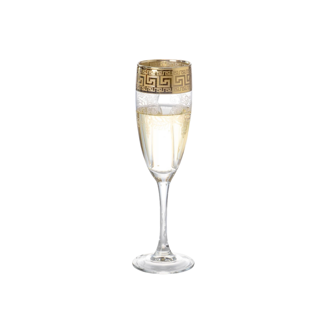 Greek Key Gold-Rimmed Crystal Tumbler