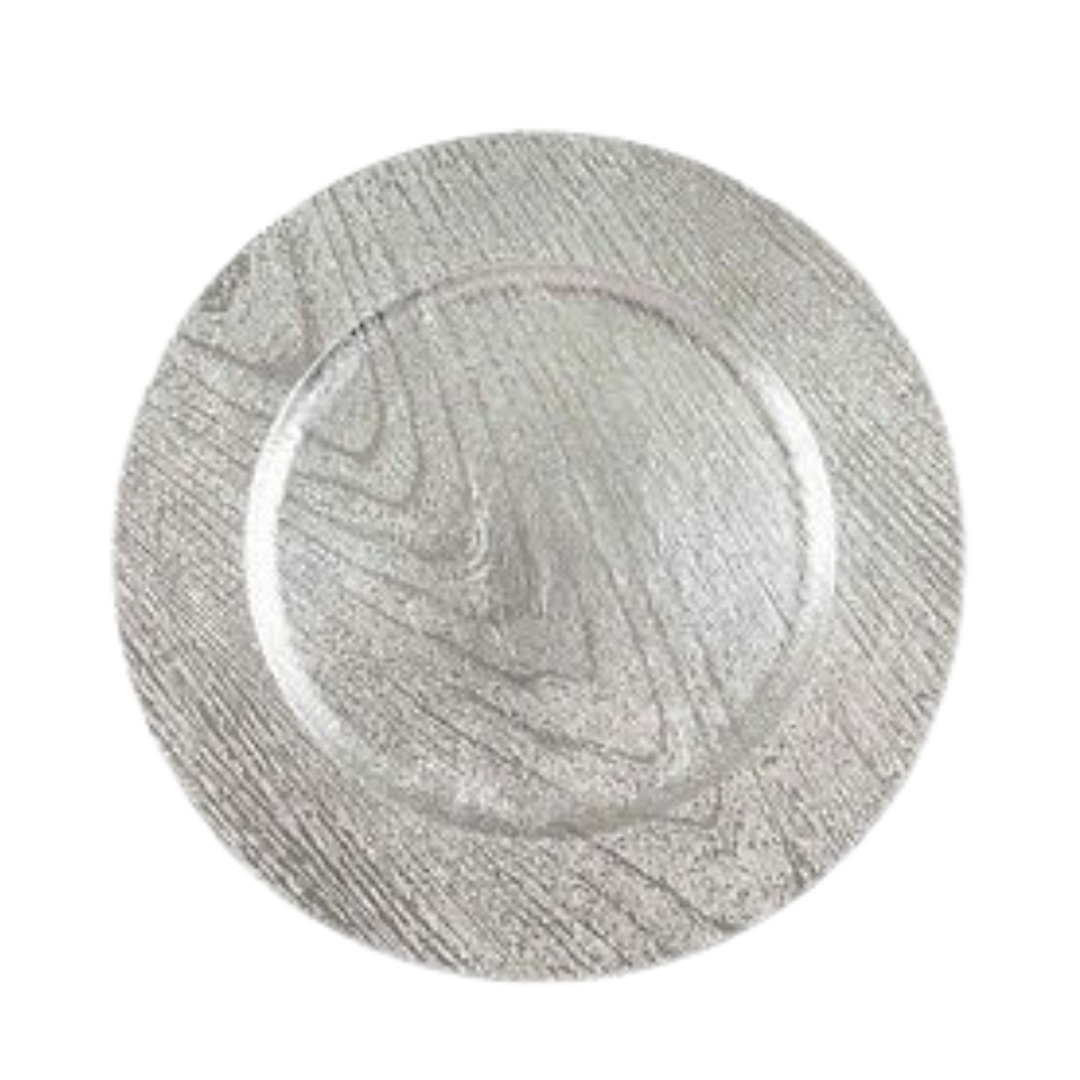 Woodgrain (Silver) Charger Plate