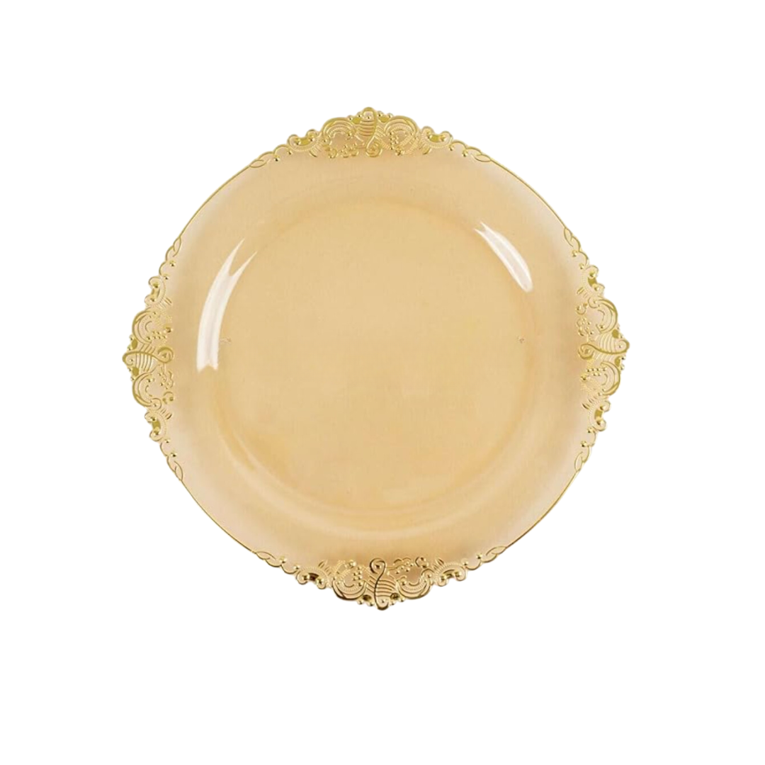 Stylish Plastic Transparent Gold Charger Plate