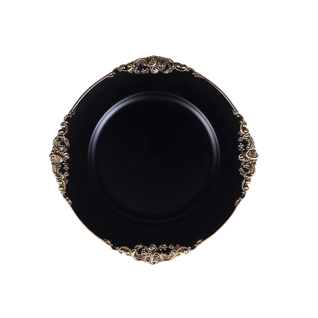 Stylish PlasticBlack & Gold Charger Plate 