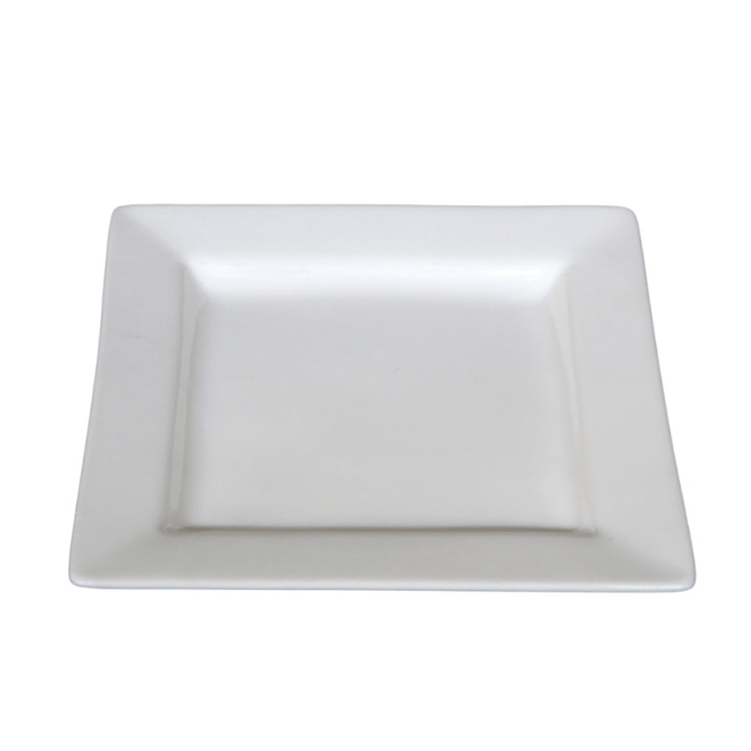 China White Square Soup Rim Plate