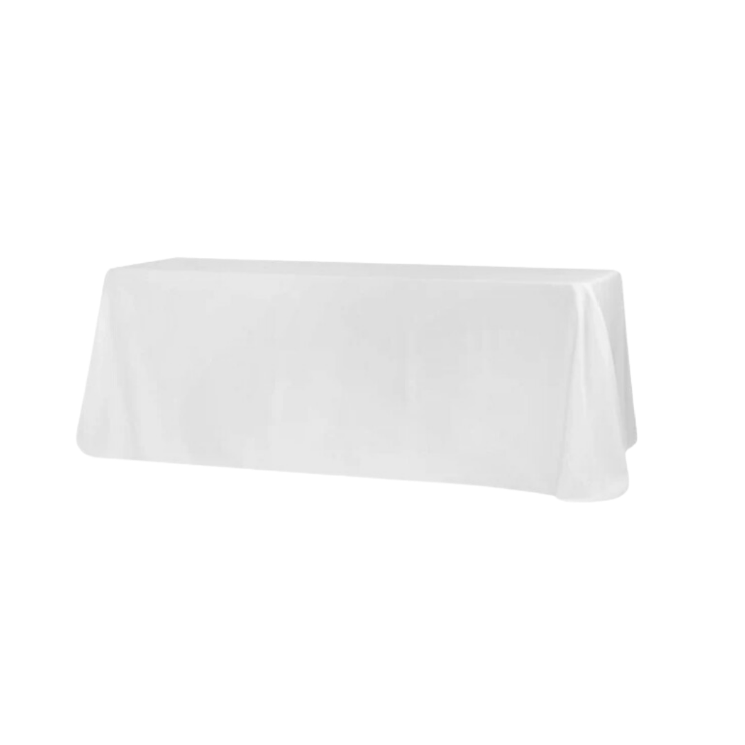 90x132 White Rectangular Tablecloth