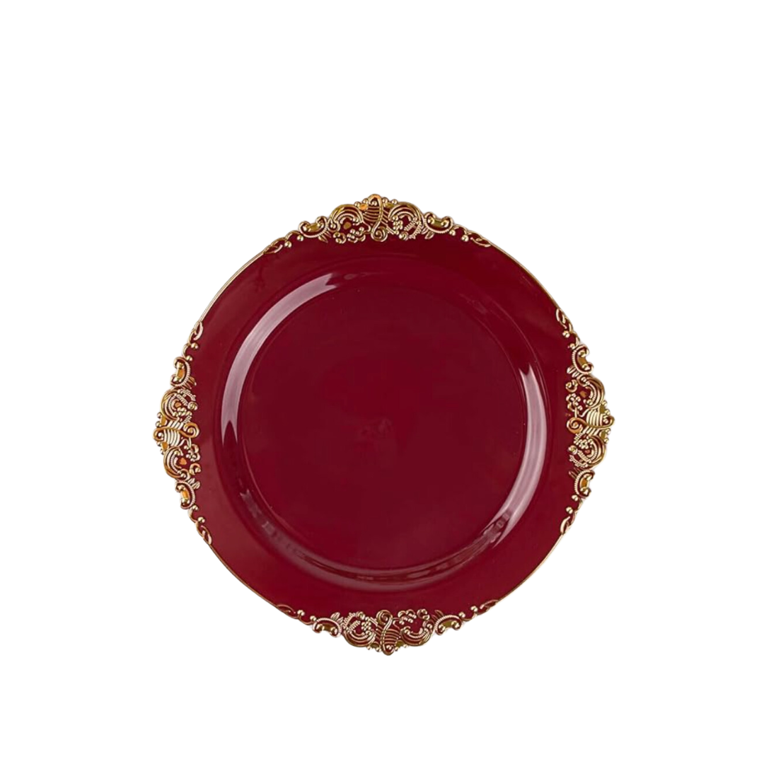 Stylish Plastic Burgundy Charger Plate