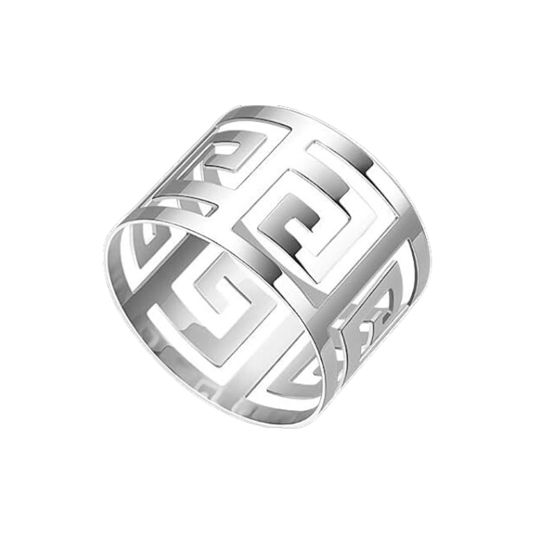 Silver Greek Key Napkin Ring