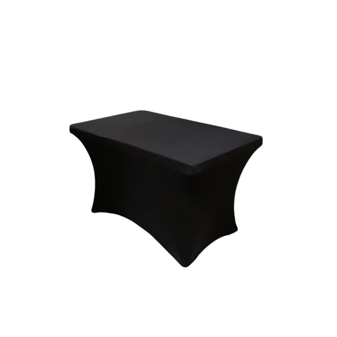 Black Spandex Tablecloth for 4 ft Rectangular Table